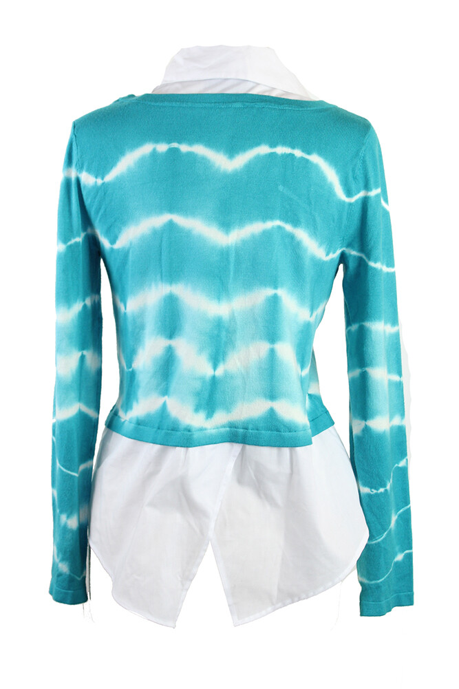 Inc International Concepts New Teal Tie-Dye Layered-Look Sweater S