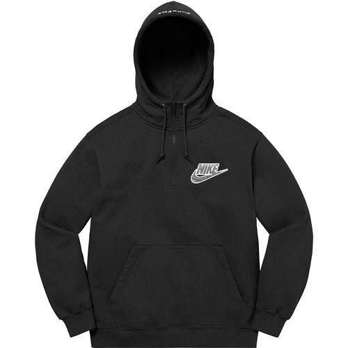Sweat shirt à capuche Nike x Supreme demi zippé noir grand sweat à capuche SS21 peau de serpent