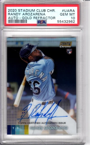 2020 Stadium Club Chrome Randy Arozarena #UARA Gold Auto /50 PSA 10 Gem Mint
