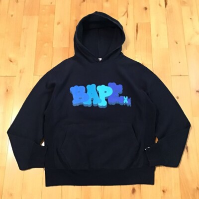 a bathing ape × kaws パーカー ネイビー Lサイズ BAPE × KAWS Cloud Logo Pullover Hoodie a bathing ape NIGO Navy
