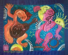 Day and Night Musicians Cubism 8x10 Abstract Art Print Signed Artist KSams Music