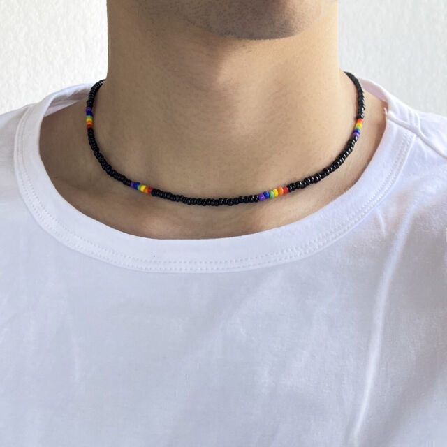 Beads Necklace Women Men Aesthetic Choker Trendy LGBT Rainbow Chain Fashion UK Beads Necklace Women Men Aesthetic Choker Trendy LGBT Rainbow Chain Fashion UK
