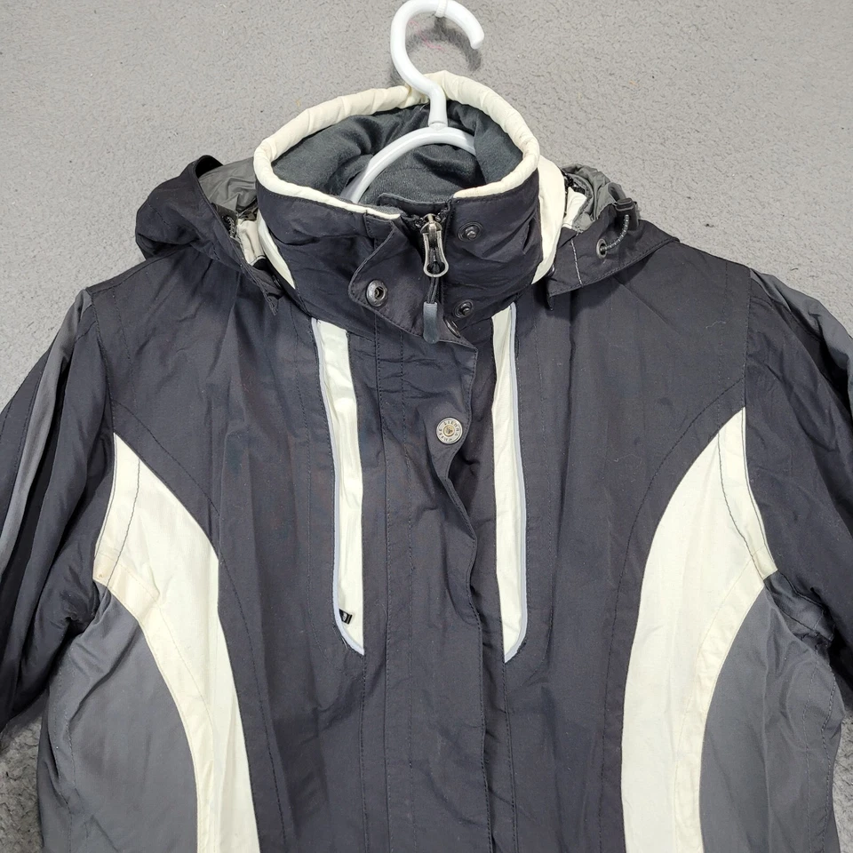 Jaqueta Sierra Branca Feminina Pequena Preta Cinza Com Capuz Zíper Completo Casaco de Inverno Externo - Imagem 3 de 4