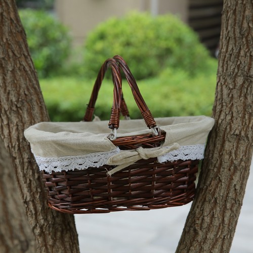 Woven Basket Folding Handle Portable Eco Friendly Rattan Picnic Basket For B WYD - Picture 23 of 24