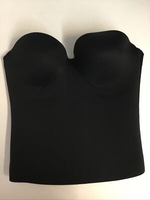 NEW Misty Intima 40D Black Strapless Seamless Padded Hook & Eye Corset Orig $40