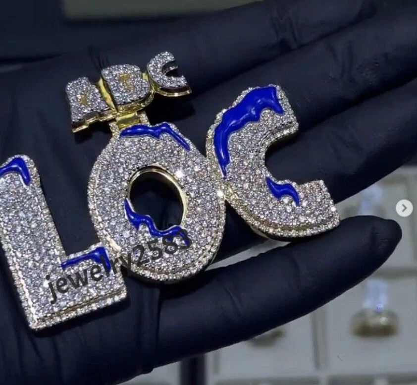 Colgante de plata 925 con dije personalizado de circonita cúbica de 3,88 quilates para hombre REGALO Foto 4 de 4