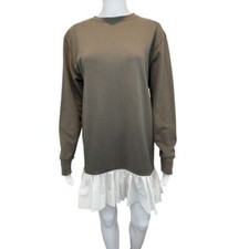 Misguided Grey White Ruffle Sweater Dress Sz 0