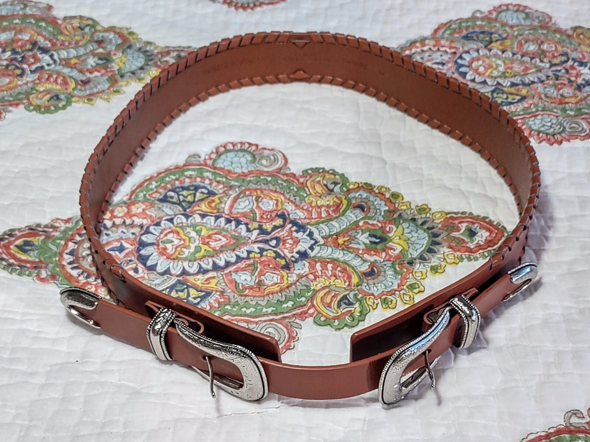 Rebecca Minkoff Leather Belt Womens Med Silver Double Buckle  display picture 1