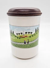Villeroy & Boch Design Naif Large Canister w Light-colored Wood Lid Cover 6-1/2”