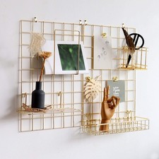 Wall Grid Panel for Photo Display,Wall Storage Organizer,5 Metal Clips  3 S ...