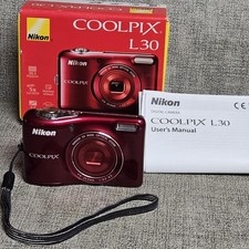 Nikon COOLPIX L30 Red 20.1MP 5x Wide NIKKOR Optical Zoom Digital Camera Works