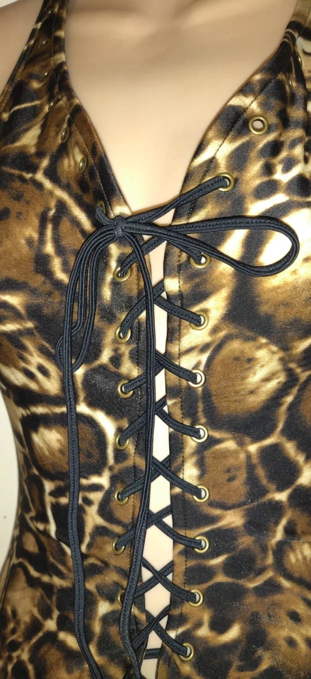 Traje de baño vintage Victoria's Secret leopardo para mujer pequeño 1 pieza nuevo sin etiquetas con cordones nuevo Foto 3 de 4
