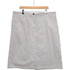 M S Collection Skirt UK20 Blue 100 Cotton Stripe Midi Womenswear - Preloved