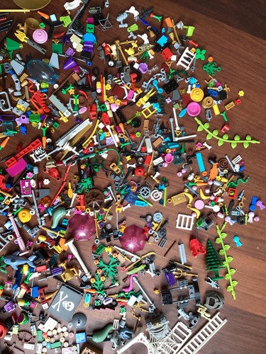 Lego gemischte Ersatzteile 830 g Waffen Werkzeug Essen Tiere Figuren Hüte - Bild 6 von 15