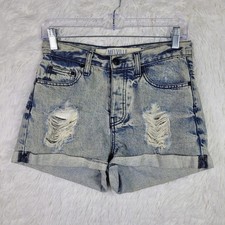 Brandy Melville Acid Wash Distressed Button Fly Shorts Sz 27 Italy Grunge
