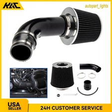 3 Car Auto Cold Air Intake Filter Alumimum Induction Kit Pipe Universal Black