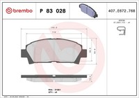 Bremsbelagsatz Scheibenbremse Prime Brembo P 83 028 FüR Toyota Carina Avensis 2