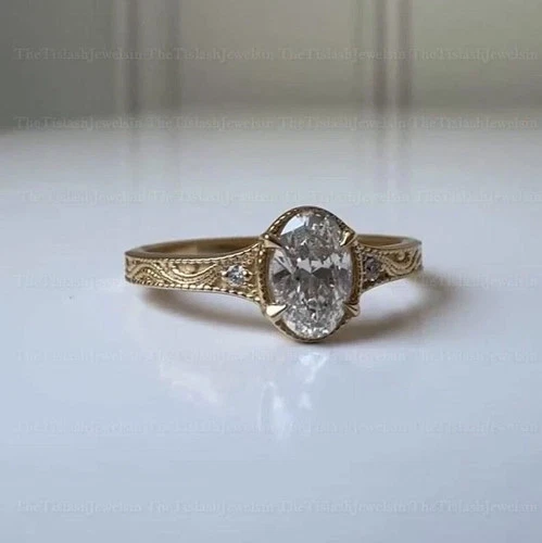 3.5Ct Art Deco Style Vintage Lab Created Diamond 14K Yellow Gold Finish Ring