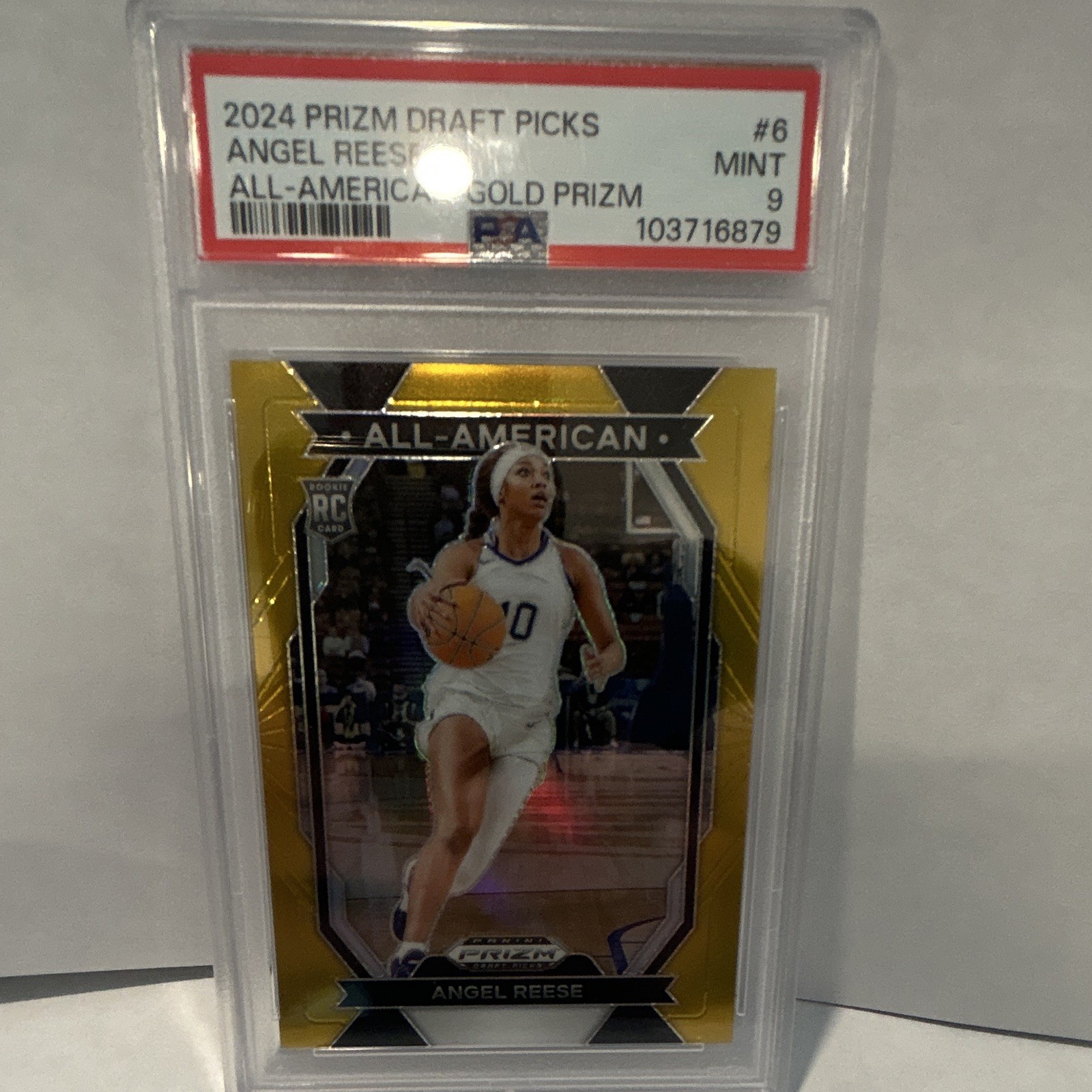 Panini 2024-25 Prizm Draft Picks Angel Reese All-American Gold Prizm /10 PSA 9