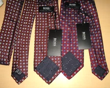 New Nwt LOT of 2 Hugo Boss Italy Black Label Silk Neck Tie Red Burgundy Asterisk