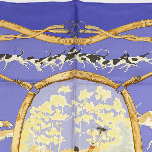 Hermes Scarf LE BIEN ALLER Vintage Silk Carre Foulard JEAN DE FOUGEROLLE 90cm - Picture 3 of 7