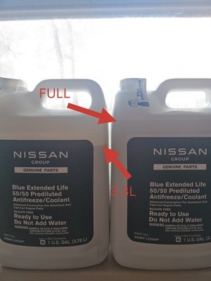 2 sets of OEM Nissan Blue Extended Life Prediluted Antifreeze/Coolant 1 gal