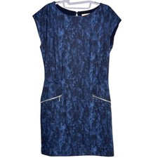 Michael Kors Abstract Sheath Dress Women Size 8 Blue Office Chic Designer EUC
