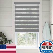 CHICOLOGY Zebra Blinds Roller Window Shades 71" W x 72" H Basic Slate