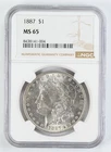 Certified 1887 Morgan Silver Dollar NGC MS65 $1