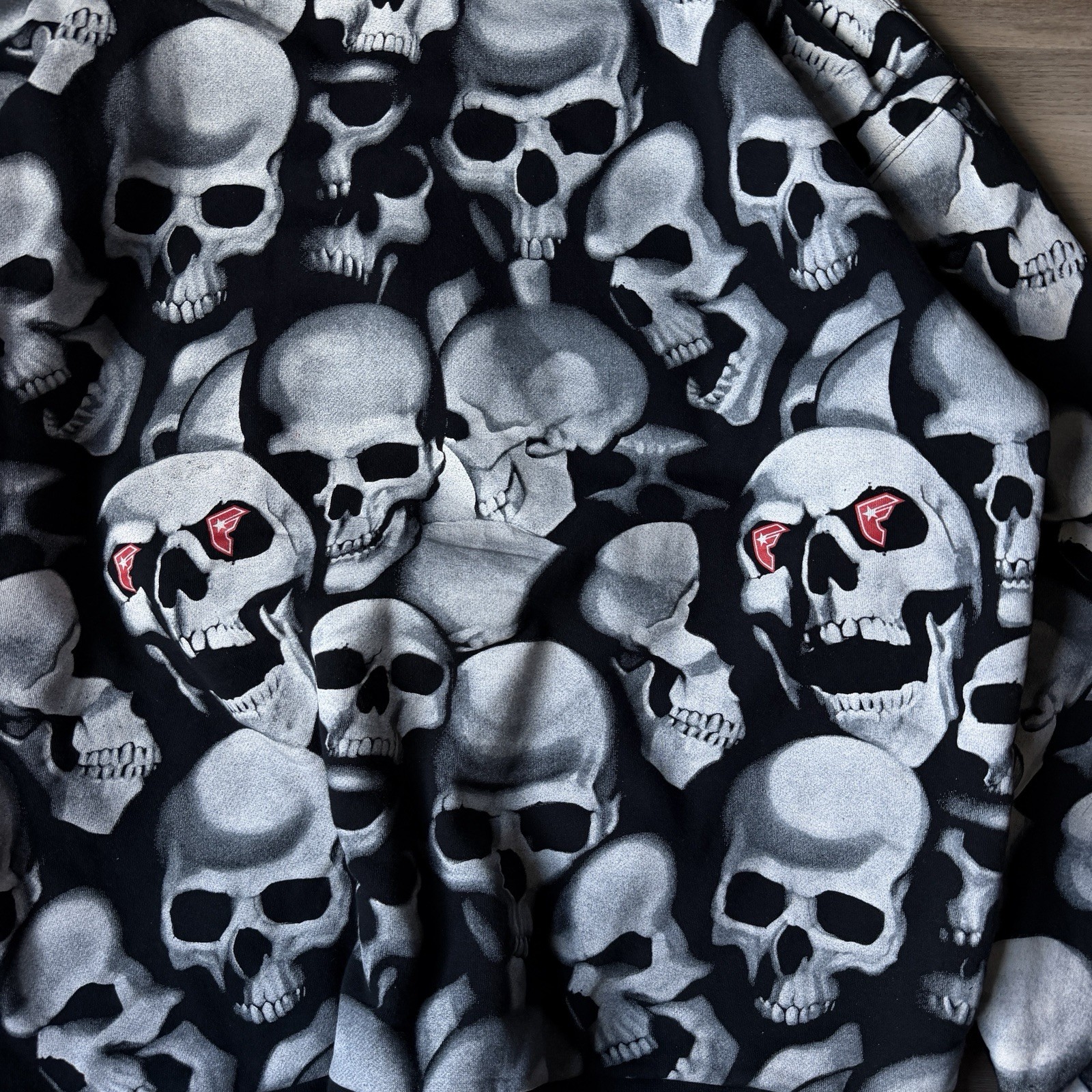 RARE Y2K Famous Stars & Straps AOP Skull Zip Up Hoodie Size XXL EUC Vintage image 4