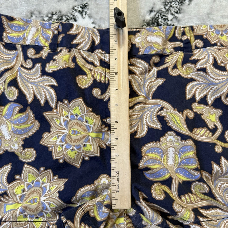 Pantalones Cortos Ann Taylor Loft Para Mujer Talla 16 Azul Marino Estampado Multi Floral Riviera Chino Foto 4 de 4