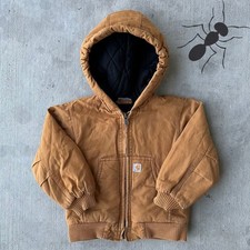 Vintage Y2K Carhartt YOUTH brown hooded work wear jacket