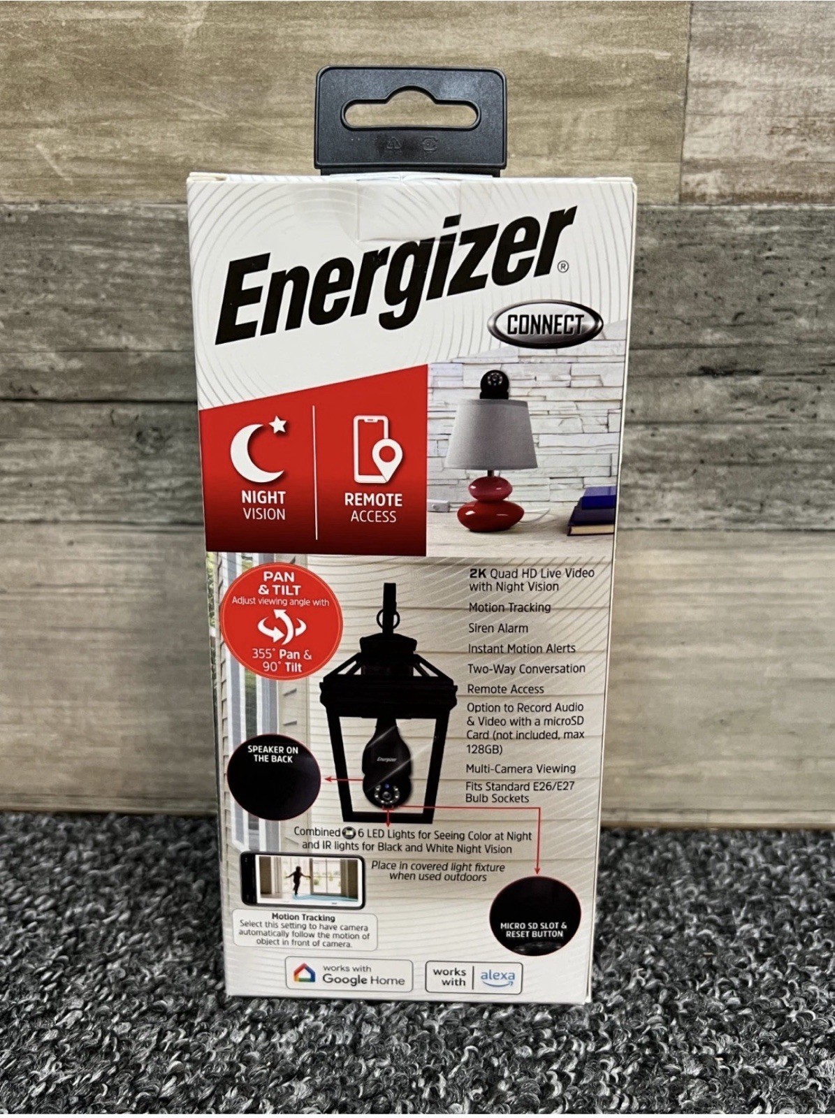 Energizer Smart Wi-Fi Indoor Outdoor Bulb Socket P/T Camera - New! - Ships Free!
