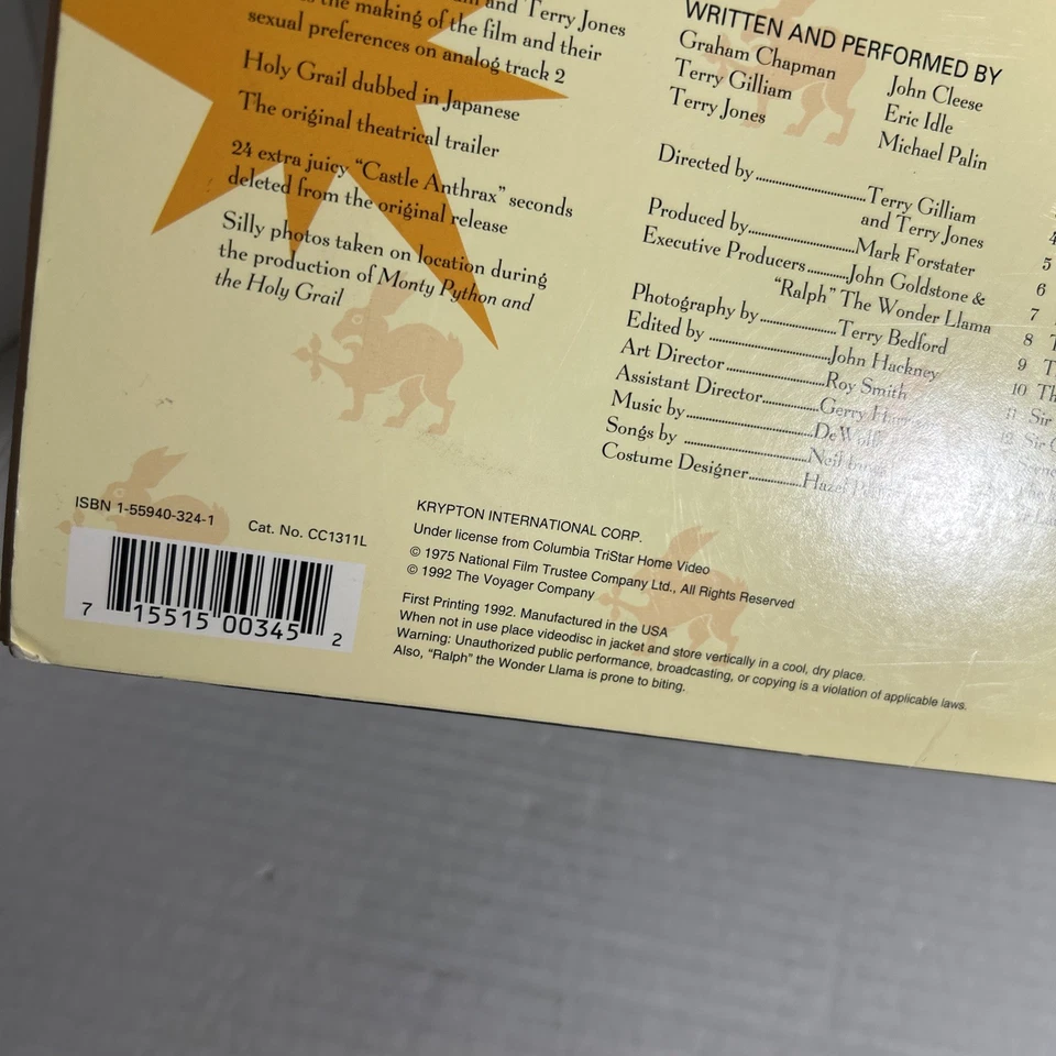 Monty Python and the Holy Grail, Criterion Collection Laserdisc 1992 First Print - Image 3 of 4