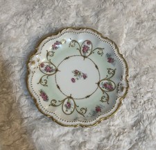 Limoges Coronet France Pink Rose In Regal Gold Embellishments