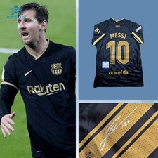 Lionel Messi FC Barcelona Hand Signed 2020/21 Black and Gold Jersey Beckett COA