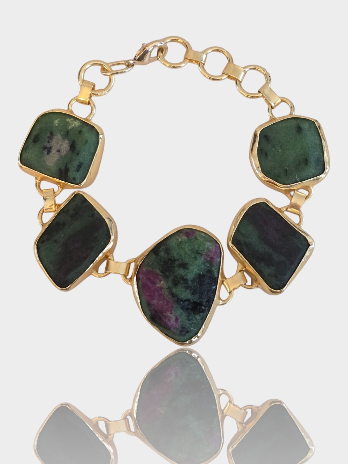 RUBY ZOISITE GEMSTONE GOLD-TONED BRACELET - image 1