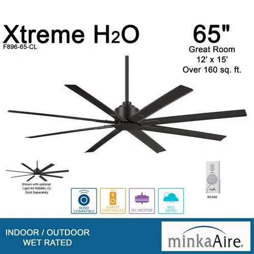 Minka Aire Xtreme H2O 65"  - Coal 8-Blade Remote Control - Picture 6 of 7