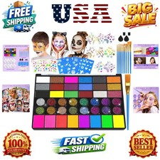 42 Colors Face Painting Kit, Water Activated Face  Body Paint Set  Complete...