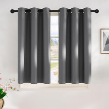 NICETOWN Grey Kitchen Blackout Short Curtain Panels for Bedroom, 45 Inch Long Th