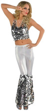 Ladies 70's Disco Diva Fancy Dress Costume Adult Standard Size10-12)Medium/Large
