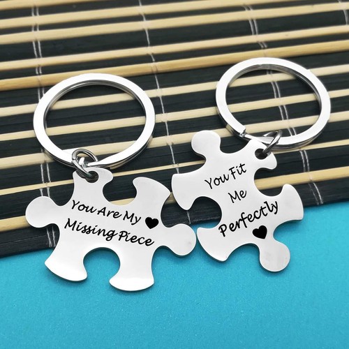 Matching Couple Puzzle Piece Keychain Set for Husband Wife Boyfriend Girlfriend - Picture 4 of 7