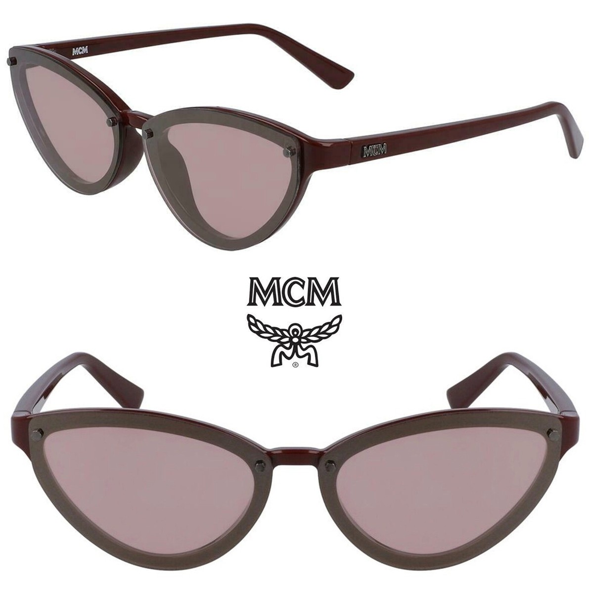 MCM MCM690S 602 BURGUNDY ROSE FLASH CAT EYE SUNGLASSES. 62mm 