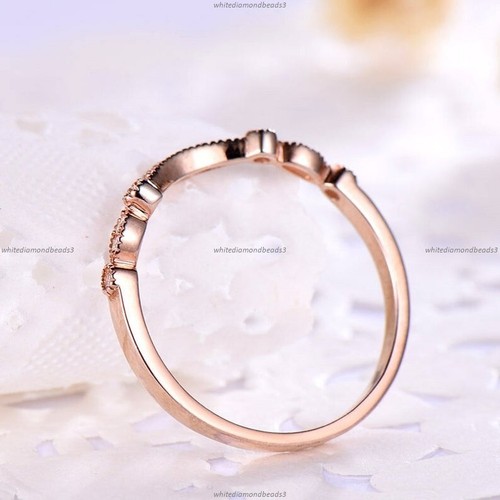 Anillo de compromiso de diamantes naturales de oro rosa de 14k para mujer - Imagen 4 de 6