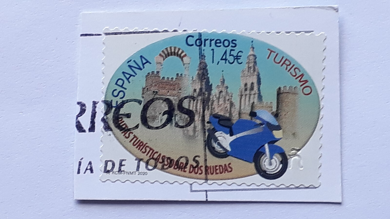 SELLO USADO EN EUROS RUTAS TURISTICAS SOBRE DOS RUEDAS. TURISMO. Nº5375.AÑO 2020