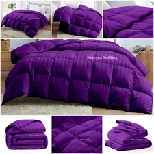 Fancy Premium Soft Stripes Purple Comforter Goose Down Alternative Queen Size