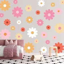 24 Sheets 46 PCS Cute White Daisy Wall Decals Flowers Wall Stickers Large Flo...