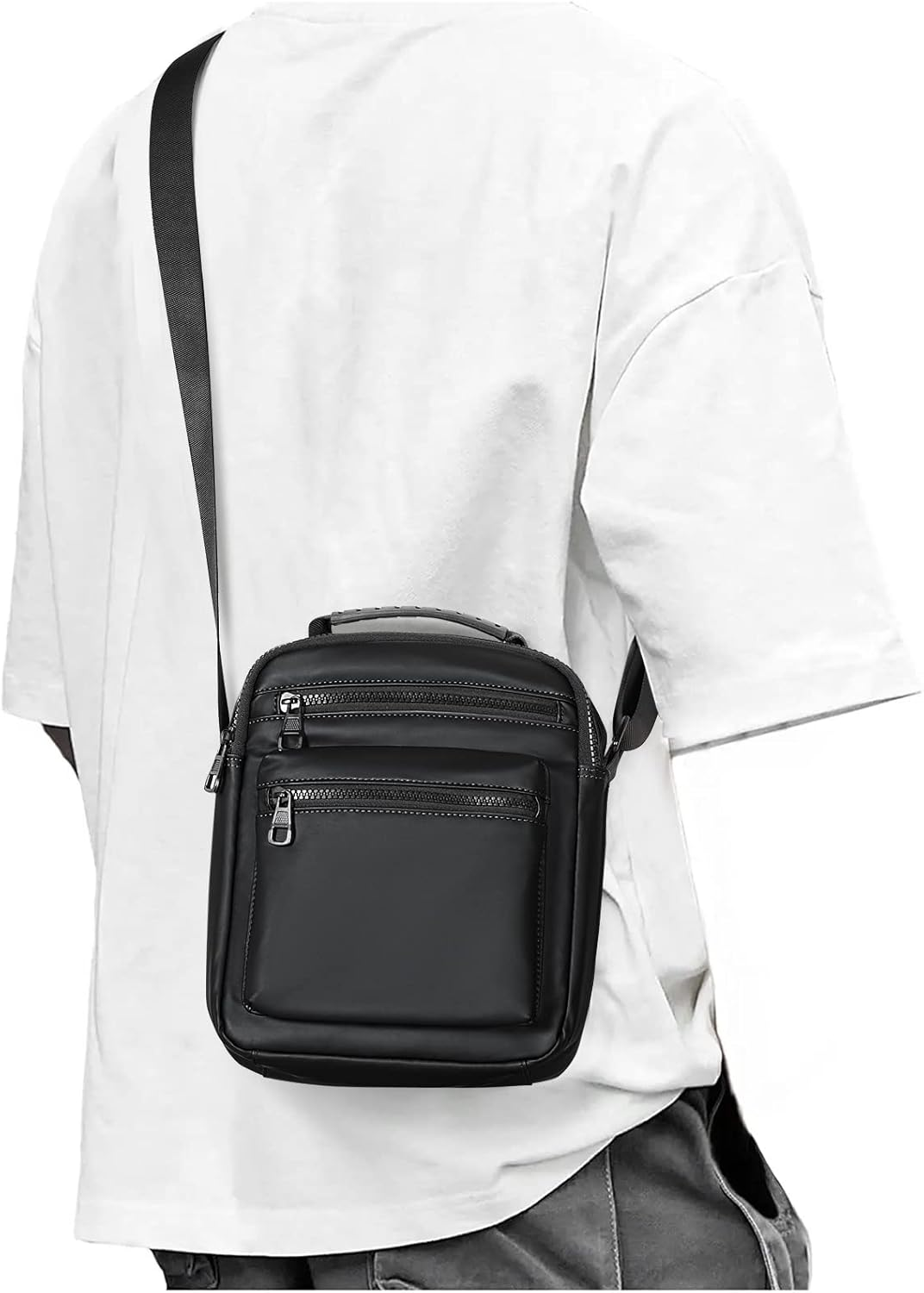 Slim Crossbody Bag for Men - Compact Travel Messenger Shoulder Bag