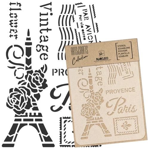 Wiederverwendbare Kunststoffschablone / A3 A4 A5 / PARIS-POSTKARTE / Decoupage