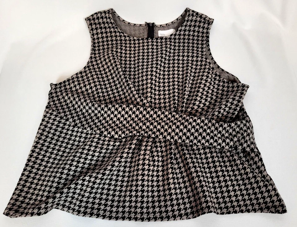 Top tejido Nordstrom Rack para mujer talla 3X gris negro pata de gallo torcido delantero ponte Foto 2 de 4